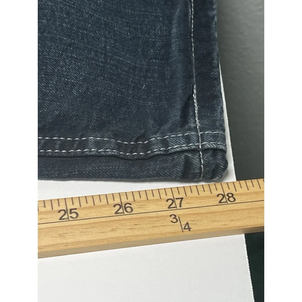 Levis 505 Jeans Mens 34X29 Blue Straight Leg Distressed Dark Wash 5 Pocket Denim